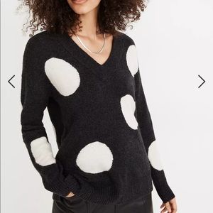 NWOT Madewell Dotted Bartlett V-Neck Pullover Sweater in Coziest Yarn Size XS
